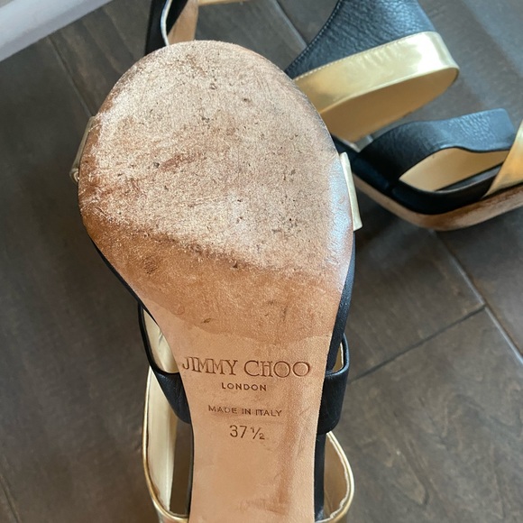 Authentic Jimmy Choo Black and Gold Pumps - Picture 8 of 9